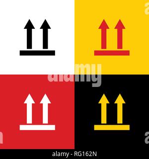 Logistic sign of arrows. Vector. Icons of german flag on corresponding colors as background. Stock Vector