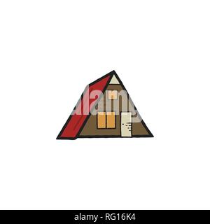 Wooden house icon isolated on white background. Stock vector camping symbol Stock Vector