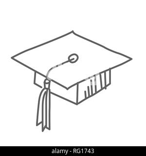 Graduate hat. Doodle vector illustration Stock Vector