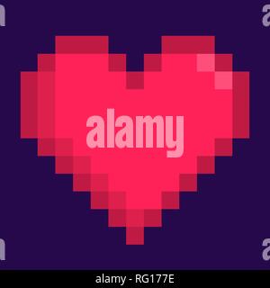 Heart pixel icon. Flat vector illustration isolated. Stock Vector