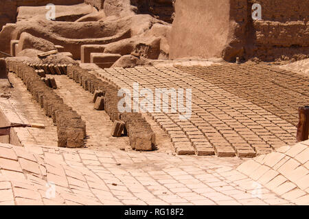 Bricks baked in the sun in the city of Rayen, Iran Stock Photo