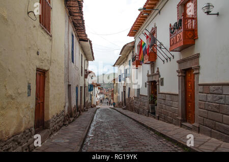 Narrow street at Cusco, Peru Stock Photo