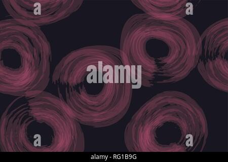 Seamless, abstract background pattern made with circular geometric shapes with watercolor brush strokes. Flower abstraction in light and dark pink col Stock Vector
