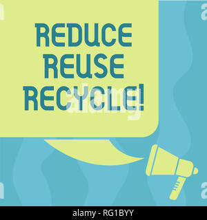Conceptual hand writing showing Reduce Reuse Recycle. Business photo showcasing Cut down on the amount of garbage we make each year Color Silhouette o Stock Photo