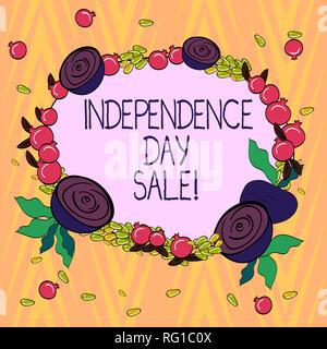 Conceptual hand writing showing Independence Day Sale. Business photo text Promotions and discounts during Independence Day Floral Wreath made of Tiny Stock Photo