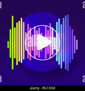 Pulse Music Player. Audio Colorful Wave Logo. Vector Equalizer Element Stock Vector