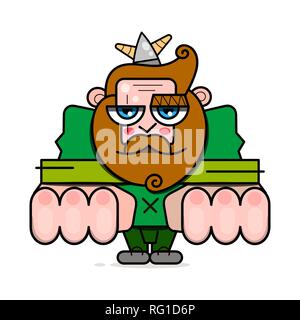 Viking With Horns Spartan Logo Graphic Vector Template On White Background Stock Vector