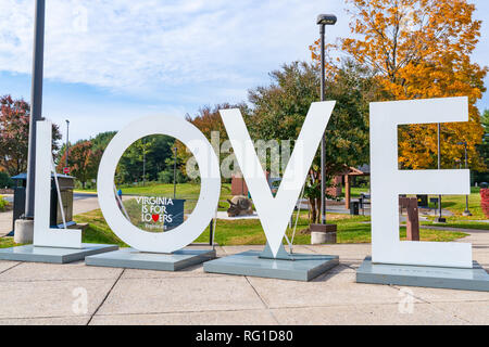 Clear Brook, VA - November 1, 2018: LOVE sculpture at the Clear Brook Virginia Welcome Center Stock Photo