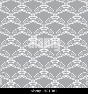 Angel wings grid white gray art seamless sketch pattern Stock Vector