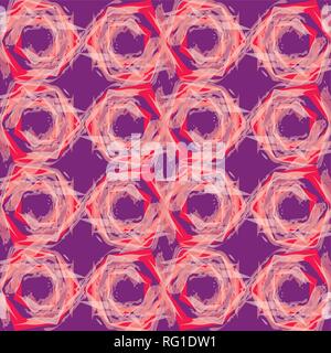 Abstract background pattern made with brush strokes forming geometric shapes. Red, purple colored vector art in rose flower abstraction. Stock Vector