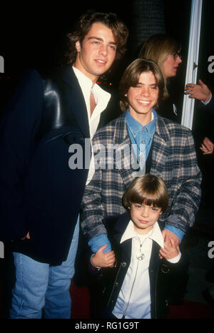 BEVERLY HILLS, CA - NOVEMBER 22: Actor Joey Lawrence and brothers actors Matthew Lawrence and Andrew Lawrence attend 20th Century Fox's' 'Mrs. Doubtfire' Premiere on November 22, 1993 at The Academy of Motion Picture Arts & Sciences in Beverly Hills, California. Photo by Barry King/Alamy Stock Photo Stock Photo