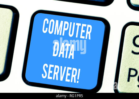 Word writing text Computer Data Server. Business concept for Computer platform that delivers database services Keyboard key Intention to create comput Stock Photo