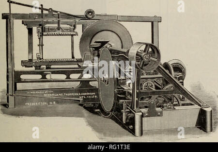 . Canadian forest industries 1909. Lumbering; Forests and forestry; Forest products; Wood-pulp industry; Wood-using industries. CANADA LUMBERMAN AND WOODWORKER 39 McFarlane, Thompson &amp; Anderson Fredericton, N. B. Sole Manufacturers of the Celebrated Patented Dunbar Shingle Machine Universally admitted to be the BEST SHINGLE MACHINE made Are You in the Market for Shingle Mill Machinery? If so, we can supply you with everything in a Shingle Mill. The largest Shingle Machinery Manufacturers in Canada. The satisfaction experienced by lumber men in dealing with us is daily adding to our list of Stock Photo