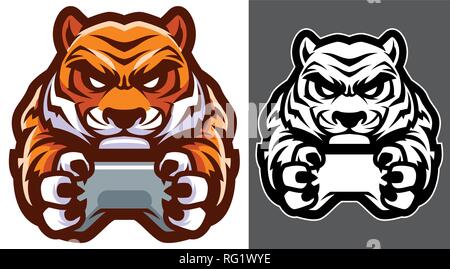 Tiger Gamer Mascot Stock Vector