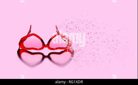 A pair of red heart shaped sun glasses. Stock Photo