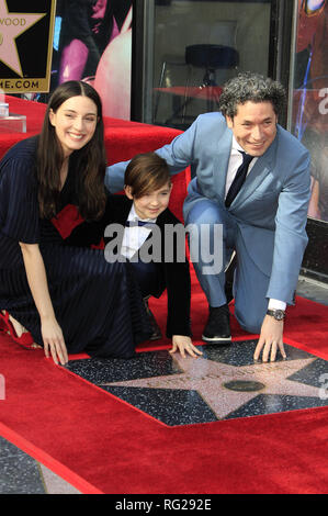 Venezuelan conductor Gustavo Dudamel, his wife actress Maria Valverde Rodriguez and son Martine attend the ceremony honoring Maestro Gustavo Dudamel with a Star on The Hollywood Walk of Fame held on January 22, 2019 in Hollywood, California. | usage worldwide Stock Photo