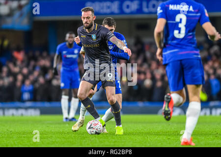 London, UK. 27th January 2019. Steven Fletcher of Sheffield Wednesday during the The FA Cup Fourth Round match between Chelsea and Sheffield Wednesday at Stamford Bridge, London, England on 27 January 2019. Photo by Adamo Di Loreto.  Editorial use only, license required for commercial use. No use in betting, games or a single club/league/player publications. Credit: UK Sports Pics Ltd/Alamy Live News Stock Photo