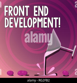 Handwriting text writing Front End Development. Concept meaning Altering data to graphical interface for user to view Cocktail Wine Glass Pouring Liqu Stock Photo