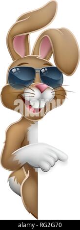 Easter Bunny Cool Rabbit Pointing Cartoon Stock Vector