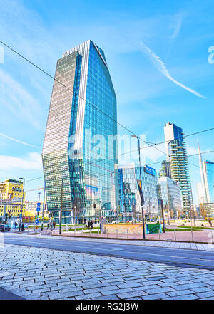 Milan, Italy - December 30, 2018. Diamond Tower in Porta Nuova Business district. View from Piazza San Gioachimo square. Milan, Lombardy, Italy. Stock Photo
