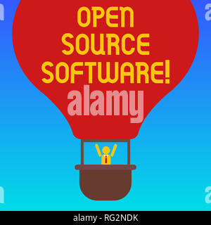 Handwriting text Open Source Software. Concept meaning software with source code that anyone can modify Hu analysis Dummy Arms Raising inside Gondola  Stock Photo