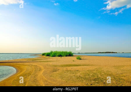 In the photo a beautiful landscape of the Volga river in Russia. Stock Photo