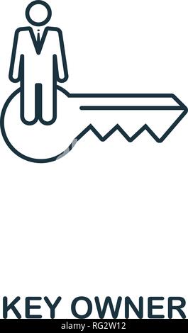 Key Owner outline icon. Thin line style design from blockchain collection. Creative key owner icon for web design, apps, software, printing usage. Stock Vector