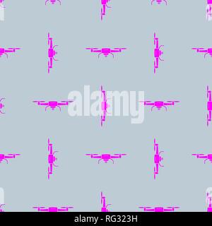 Drones seamless pattern stylish texture. Vector illustration. Stock Vector