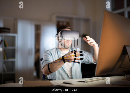 Businessman in front of computer Stock Photo
