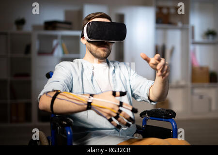 Man in virtual world Stock Photo