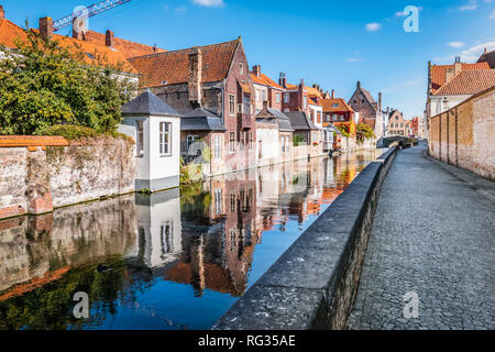 Historic city centre and canals in Bruges. Stock Photo