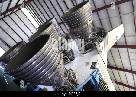 Saturn V F-1 rocket engines of the first stage Stock Photo