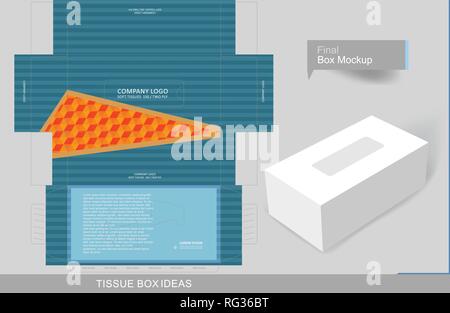 Tissue box template concept, template for business purpose, place your text and logos  and ready to go for print Stock Vector