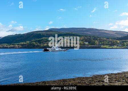 The Corran Ferry crosses Loch Linnhe at the Corran Narrows, south of Fort William, Scotland Stock Photo