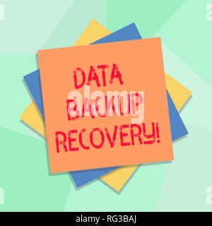 Conceptual hand writing showing Data Backup Recovery. Business photo showcasing the process of backing up data in case of a loss Multiple Layer of She Stock Photo