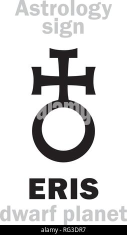 Astrology Alphabet: ERIS, most massive and second-largest superdistant dwarf planet. Hieroglyphic sign (astrological symbol, used in Poland). Stock Vector