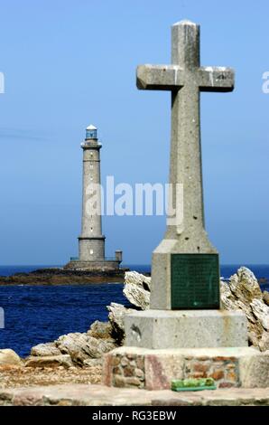 FRA, France, Normandy: Mot western point of Normandy, Cap de la Hague. St.Germain des Vaux. Lighthouse Goury. Stock Photo