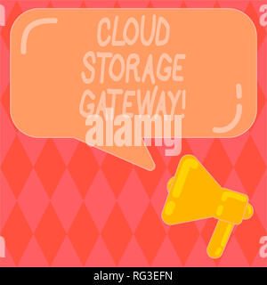 Handwriting text writing Cloud Storage Gateway. Concept meaning Server which resides at the customer premises Megaphone photo and Blank Rectangular Co Stock Photo