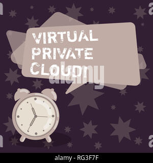Handwriting text writing Virtual Private Cloud. Concept meaning configurable pool of shared computing resources Blank Rectangular Color Speech Bubble  Stock Photo