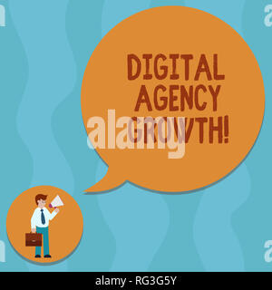 Conceptual hand writing showing Digital Agency Growth. Business photo showcasing Progress of graphic design and copywriting business Man Carrying Brie Stock Photo