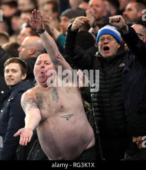 Sheffield Wednesday fan Paul 'Tango' Gregory in the stands during the FA Cup fourth round match at Stamford Bridge, London. Stock Photo