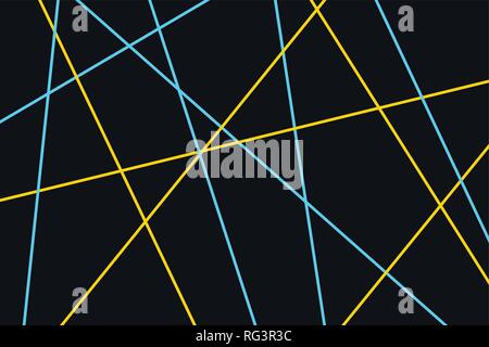 Abstract background pattern made with blue and yellow colored strokes / lines on dark blue background. Stock Vector