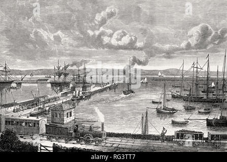 Granton Harbour and Pier, Edinburgh, Scotland, 19th century Stock Photo