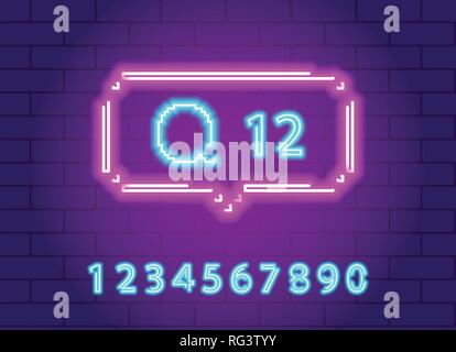 Vector neon light pink bubble with comment sign Stock Vector