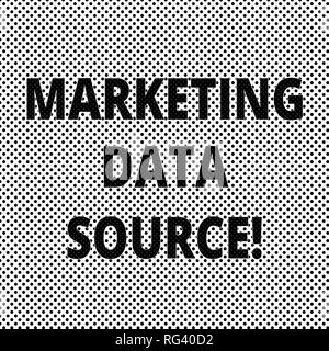 Conceptual hand writing showing Marketing Data Source. Business photo showcasing connection set up to a database from a server Polka Dots Pixel Effect Stock Photo
