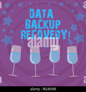 Conceptual hand writing showing Data Backup Recovery. Business photo text the process of backing up data in case of a loss Filled Cocktail Wine with S Stock Photo
