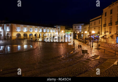 Tavira, Portugal. Praça da República, town centre, with its town hall, in the fishing town, Tavira, Algarve, Portugal, Europe. Stock Photo