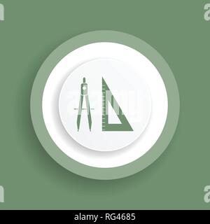 Divider and setsquare vector icon. Flat design geometry sign Stock Vector