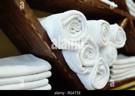 Stack Neatly Folded Clean Fluffy White Towels Isolated White Background  Stock Photo by ©Dr.Tsuker 195857506