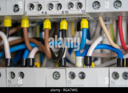 switchboard wiring providing electrical electricity breakers terminals contacts circuit safe supply alamy